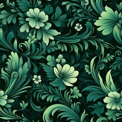 fabric seamless pattern on green background