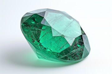 Emerald Gemstone isolated on the white background