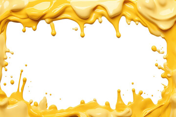 Melted cheese border isolated on transparent background. PNG file, cut out