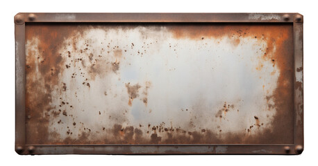 Rusted surface on a metal plate isolated on transparent background. PNG file, cut out