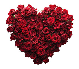 a big heart shape of red roses isolated