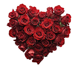 a big heart shape of red roses isolated