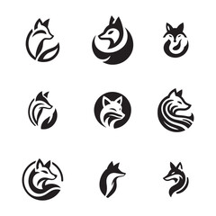 Enigmatic Fox Logos in Monochrome Array