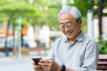 Obraz premium A retired person with a smartphone.