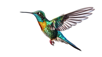 Obraz premium Beautiful flying hummingbird on transparent background