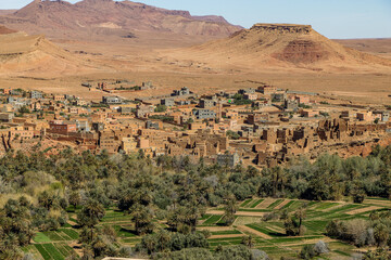 Tinghir, Draa Tafilalet, Morocco. View of the town of Tinghir.