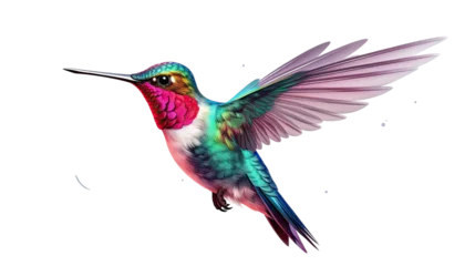 Tuinposter  Beautiful flying hummingbird on transparent background © shamim
