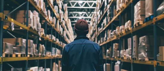 Obraz premium Warehouse employee using a forklift to distribute goods.