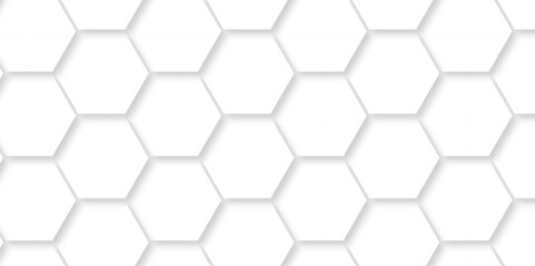 Background pattern with hexagon white and gray technology line paper background. Hexagonal 3d vector grid tile and mosaic structure mess cell. white and gray hexagon honeycomb geometric copy space.
