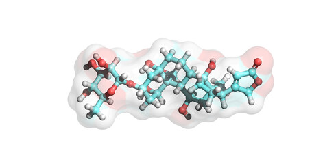 
Ouabain, cardiac glycoside drug for congestive heart failure and supraventricular arrhythmias, 3D molecule 4K