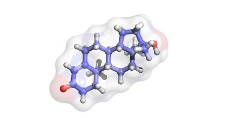 
Methyltestosterone, drug against testosterone deficiency and breast cancer, 3D molecule 4K 
