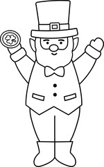 St Patrick's day Leprechaun outline vector.   Irish Elf outline .
