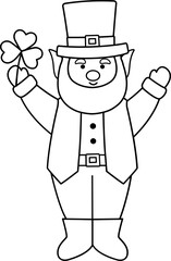 St Patrick's day Leprechaun outline vector.   Irish Elf outline .