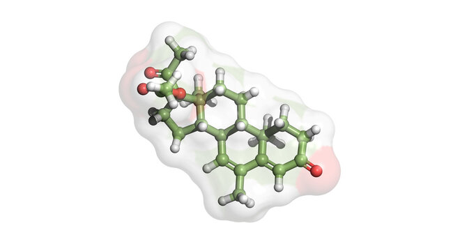 
Megestrol acetate, palliative drug for breast cancer, endometrial cancer, and prostate cancer, 3D molecule 4K 
