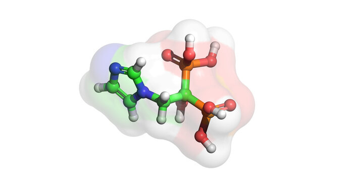 
Zoledronic acid, drug for hypercalcemia, multiple myeloma, and bone metastasis from solid tumors, 3D molecule 4K