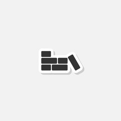 Brick wall icon sticker isolated on gray background