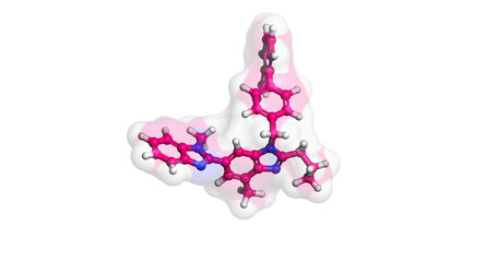 Telmisartan, antihypertensive drug, 3D molecule 4K