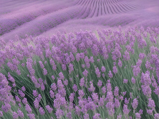 Obraz premium Horizontal blur wallpaper with purple lavender. Detailed image of violet flower.