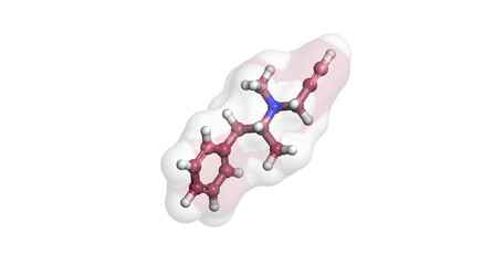 Selegiline, monoamine oxidase inhibitor drug for treating major depressive disorder and Parkinson's, 3D molecule 4K