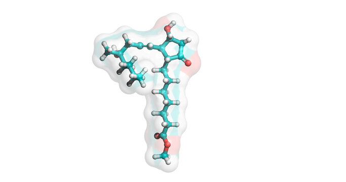 Misoprostol (Arthrotec, Cytotec, Mifegymiso), drug for NSAID related ulcers, managing miscarriages, post-partum hemorrhage, and first trimester abortions, , 3D molecule 4K