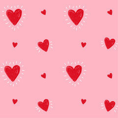 Heart Valentines Day background pattern wallpaper backdrop pink and red romantic vector