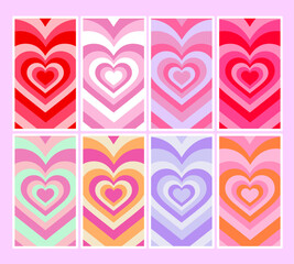 set of heart backgrounds for social media stories valentines day 