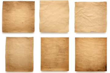 Old papers set, Vintage paper concept or background. collection isolated on white. Ideal for antique textured, retro, material design.
