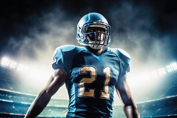 American football player in a stadium.