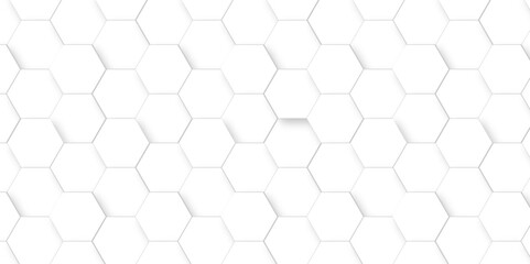 Naklejka premium Background hexagons White Hexagonal Luxury honeycomb grid White Pattern. Vector Illustration. 3D Futuristic abstract honeycomb mosaic white background. geometric mesh cell texture.