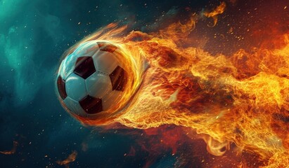 a soccer ball being blown by fire