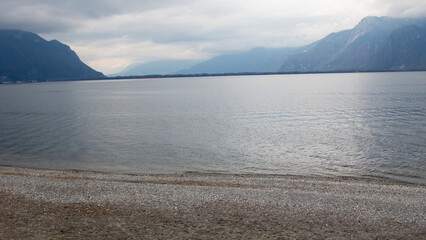 lake in the mountains in winter