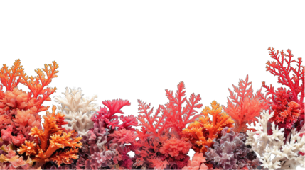 Graphic border of colorful sea coral at the bottom