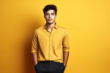 Obraz premium Young male fashion model on a single colored background.