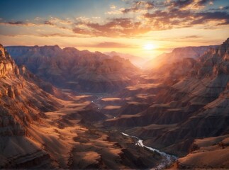 Naklejka premium Fantastic landscape. Canyon at sunset. Sunrise in the mountains