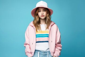 Obraz na płótnie Canvas Sassy teenage girl model on a studio background.