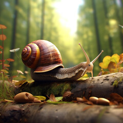 a slow moving snail, cinematic created with Generative Ai