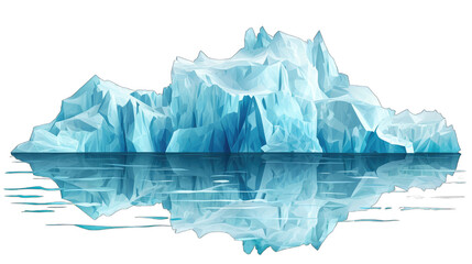 Graphic banner of an iceberg in the sea. Transparent background