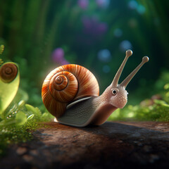 a slow moving snail, cinematic created with Generative Ai