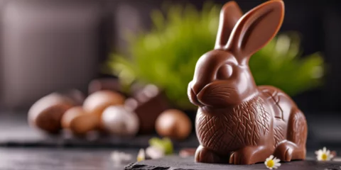 Fotobehang chocolate easter bunny  © RemsH