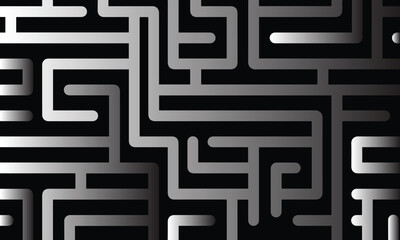black and white labyrinth , maze geometric background pattern isolated design