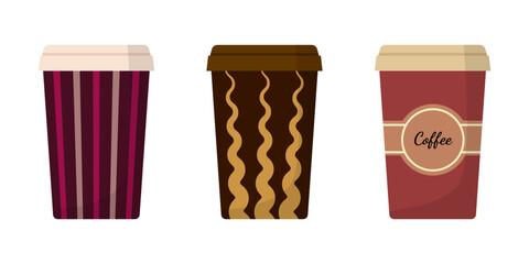 Coffee cups isolated on a white background for design projects. Vector illustration