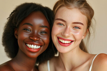 Inclusive Beauty: Joyful White and African American Women