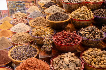 Variety of spices in the Dubai spice market