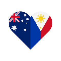 unity concept. heart shape icon of australia and philippines flags. vector illustration isolated on white background