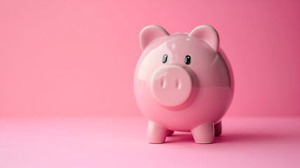 concept of saving money, pink piggy bank