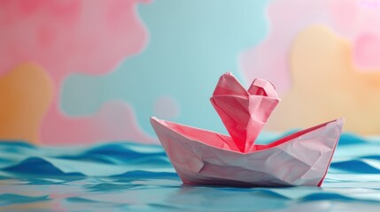 paper boat with heart shape