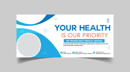Healthcare social media web banner and face book cover design template
