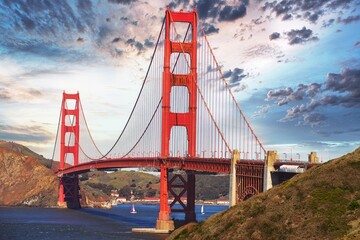 Iconic Red: The Golden Gate Bridge at Sunset