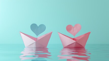 Fototapeta premium paper boat with heart shape