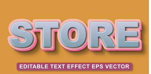 Fototapeta premium Store silver color 3d text effect editable 3d Style